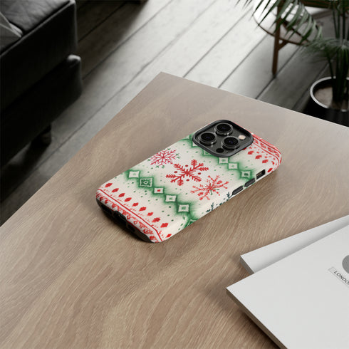 Icelandic Watercolor inspired by Christmas Sweaters - Impact Resistant Phone Case